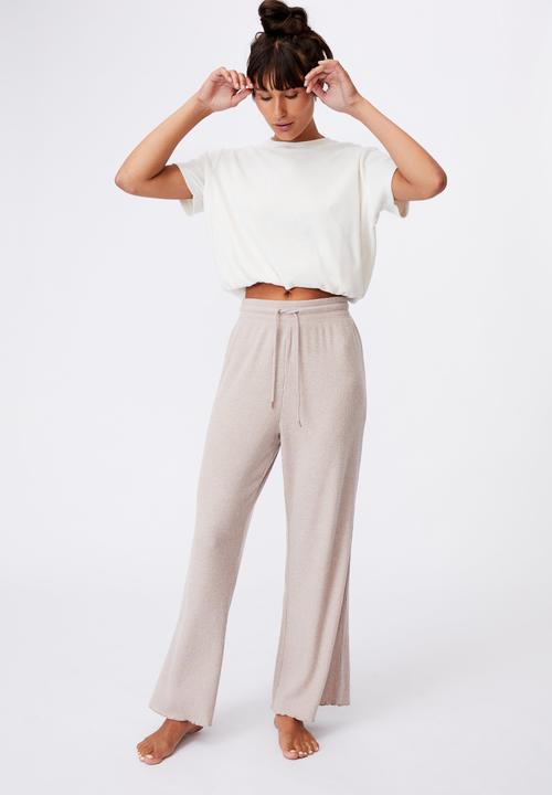 Cotton On - Super soft relaxed pant - mushroom marle rib