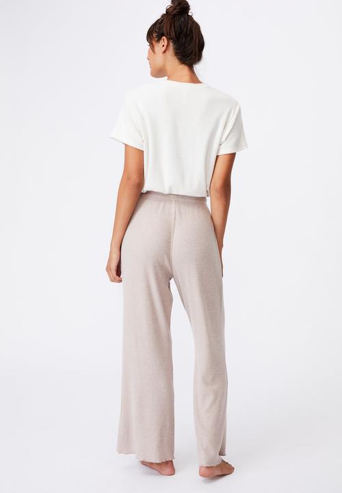 Cotton On - Super soft relaxed pant - mushroom marle rib