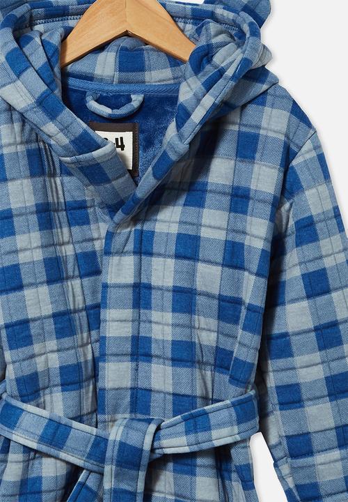Cotton On - Boys quilted jersey long sleeve gown - blue