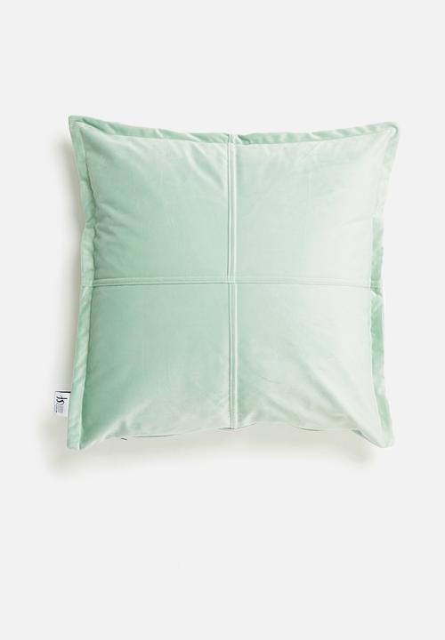 Sixth Floor - Cross velvet cushion cover  - duck egg blue