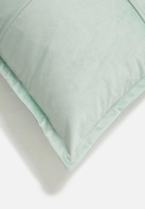 Sixth Floor - Cross velvet cushion cover  - duck egg blue