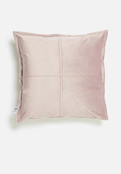 Sixth Floor - Cross velvet cushion cover  - dusty pink