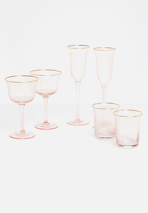 Excellent Houseware - Pinky wine glass set of 2 - pink