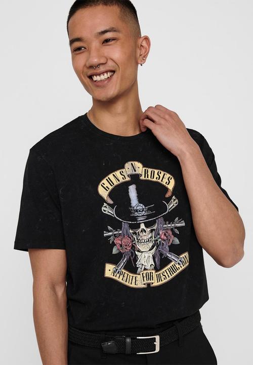 Only & Sons - Guns and roses life reg short sleeve nf - black