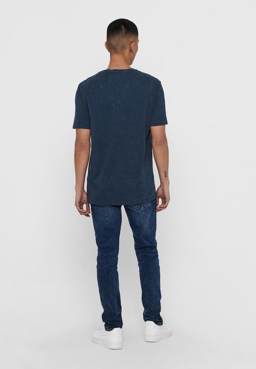 Only & Sons - Guns and roses life reg short sleeve nf -  blue