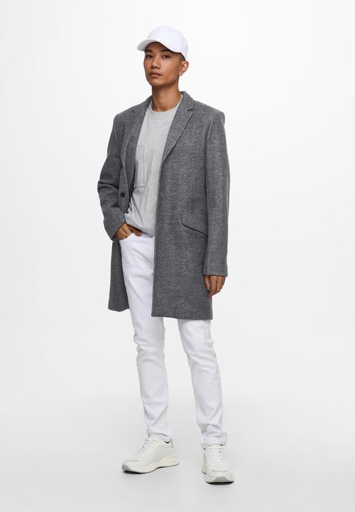 Only & Sons - Julian star coat otw - light grey