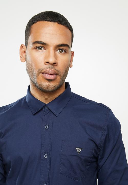 GUESS - Long sleeve guess poplin shirt - navy