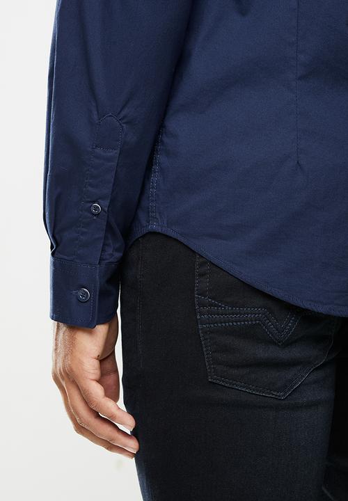 GUESS - Long sleeve guess poplin shirt - navy