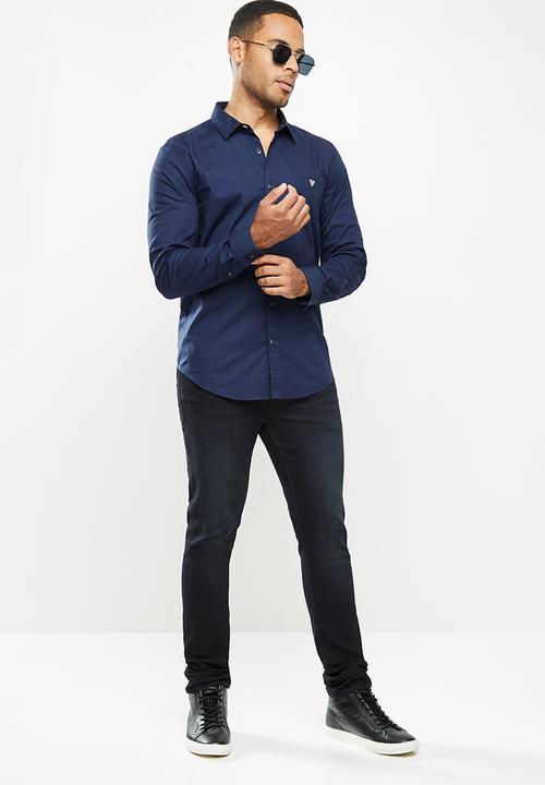 GUESS - Long sleeve guess poplin shirt - navy