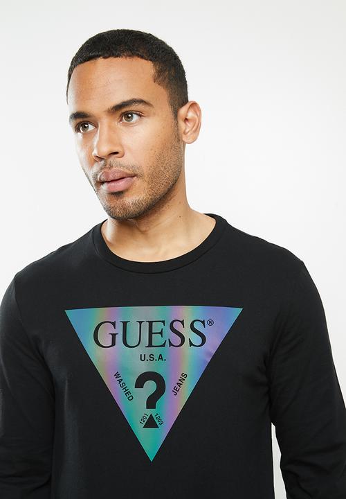 GUESS - Long sleeve guess hologram tee - black