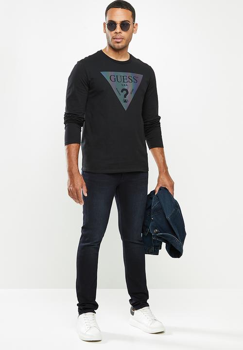 GUESS - Long sleeve guess hologram tee - black