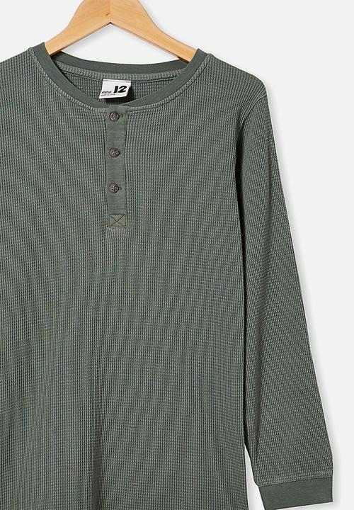Free by Cotton On - Free long sleeve waffle tee - olive 