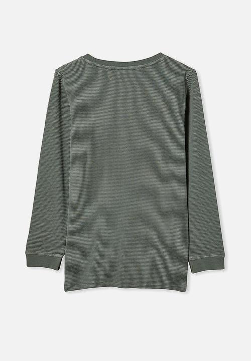 Free by Cotton On - Free long sleeve waffle tee - olive 