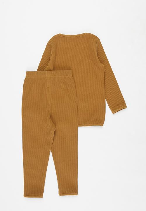 Baby Star - 2 piece ribbed set - tan