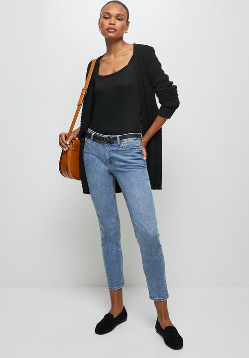 edit - Long sleeve basic square neck tee - black