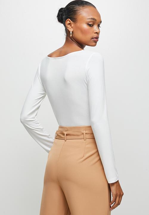 edit - Long sleeve basic square neck tee - milk
