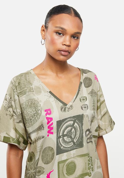 G-STAR - Joosa v-neck camo ao tee - olive 
