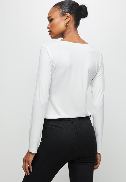 edit - Long sleeve basic scoopneck tee - milk