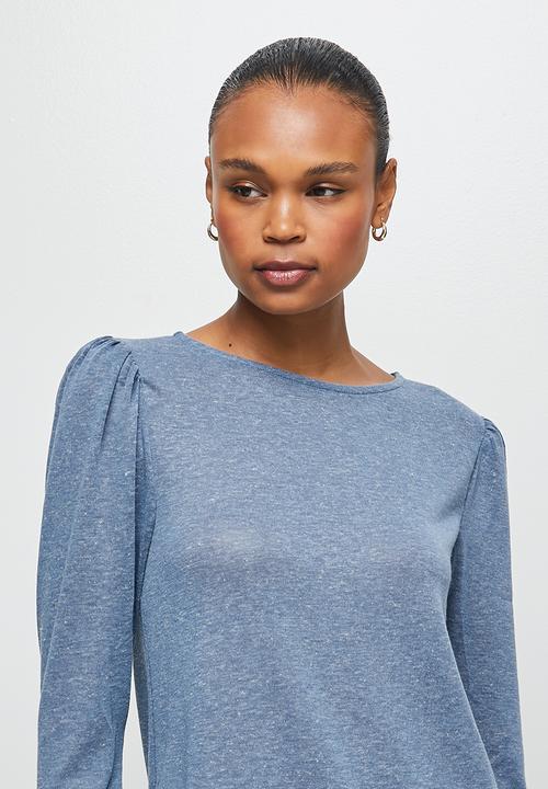 edit - Round neck mutton slv  tee - light blue