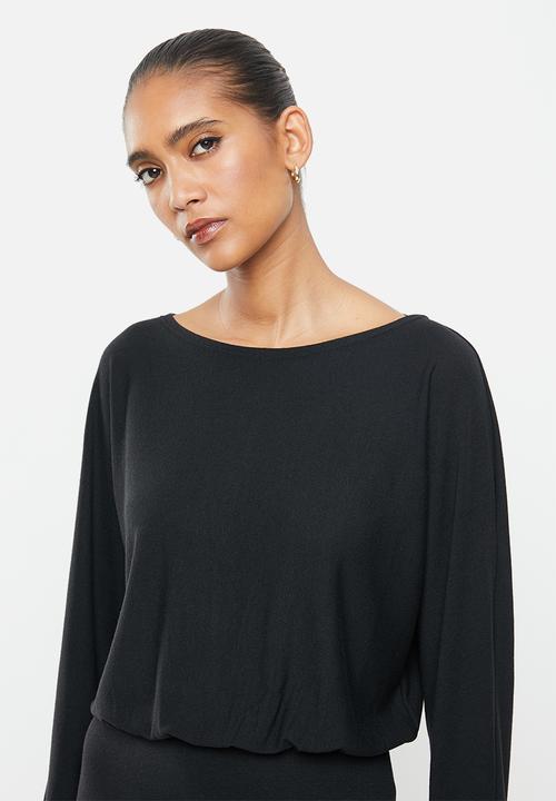 VELVET - Dolman sleeve column midi dress - black