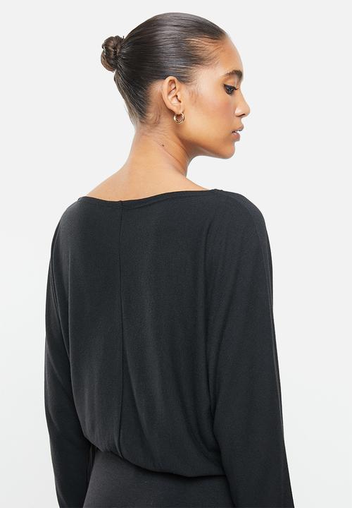 VELVET - Dolman sleeve column midi dress - black