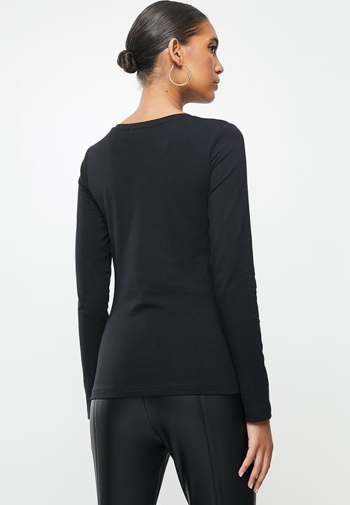 SISSY BOY - Eva: dramatic bling logo top with long sleeves - black