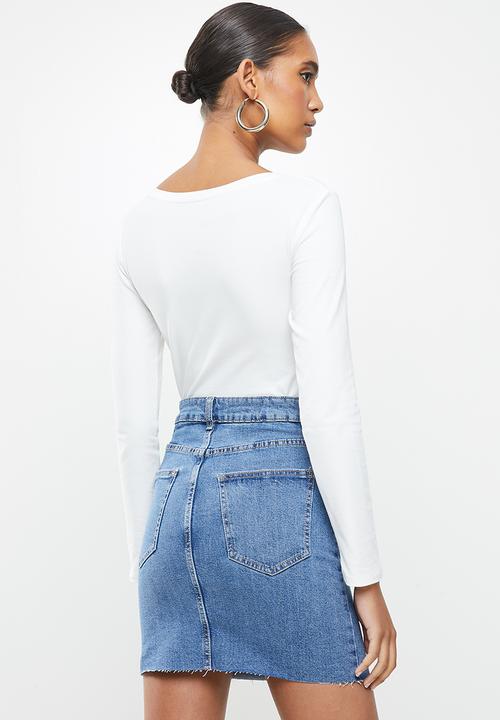 SISSY BOY - Dakota: bling logo long sleeved top with shoulder button detail - off white