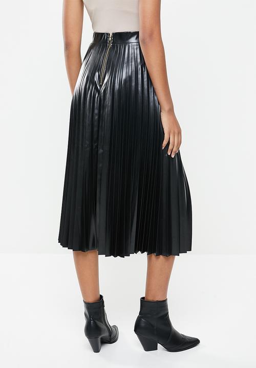 VELVET -  Pu pleated a-line midi skirt