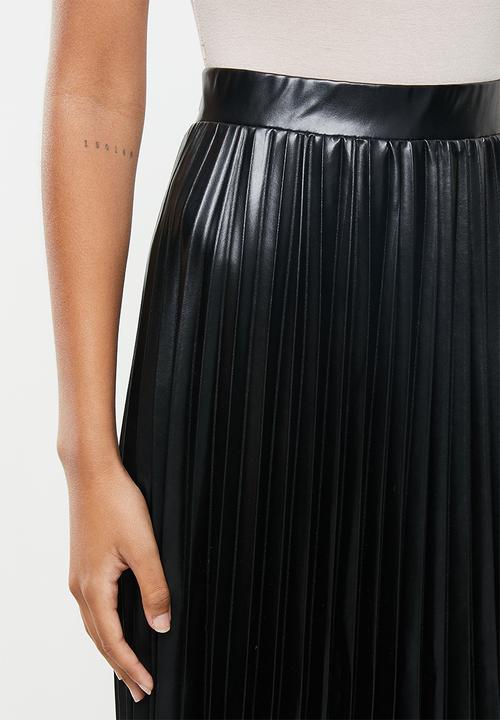 VELVET -  Pu pleated a-line midi skirt
