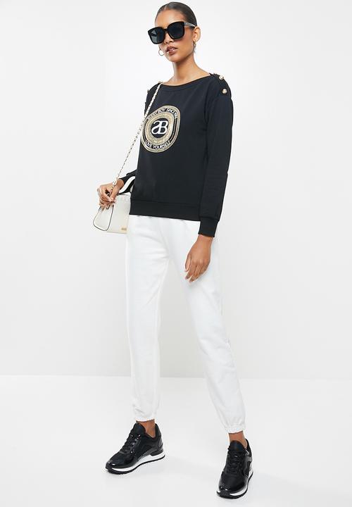 SISSY BOY - Maneli: logo crest sweater with button detail - black