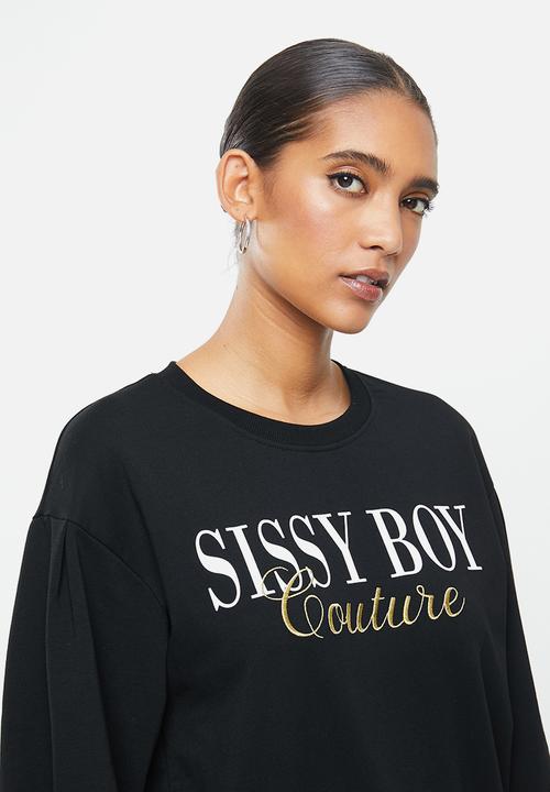 SISSY BOY - Malea: sweater with logo transfer and embroidery - black