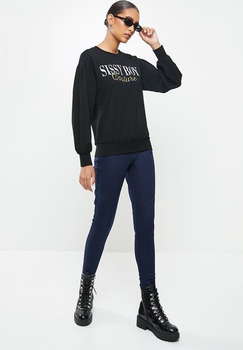 SISSY BOY - Malea: sweater with logo transfer and embroidery - black