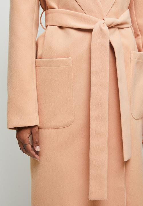 edit - Hooded belted coat - dusty pink