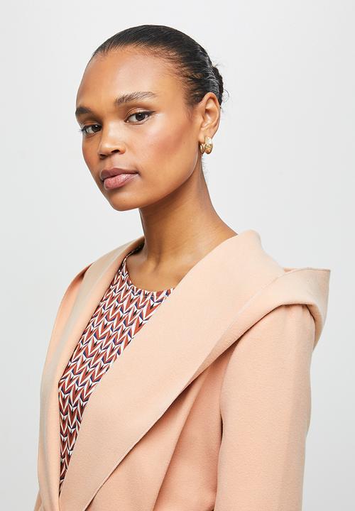 edit - Hooded belted coat - dusty pink