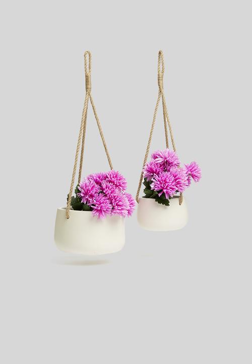 H&S - Ceramic flower pot set - cream