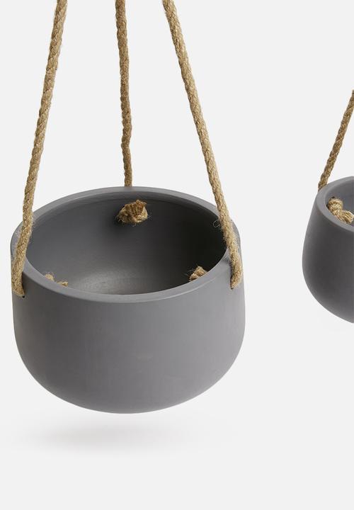 H&S - Ceramic flower pot set - grey