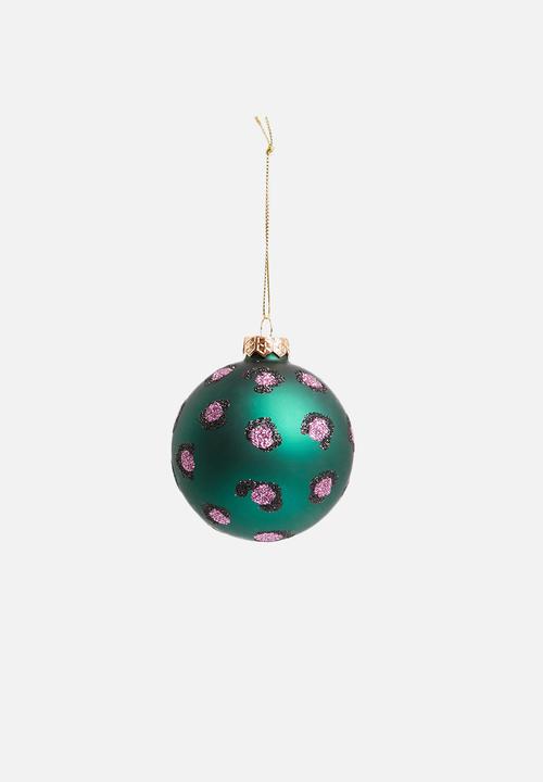 H&S - Bright leopard Christmas ball set of 6 - multi