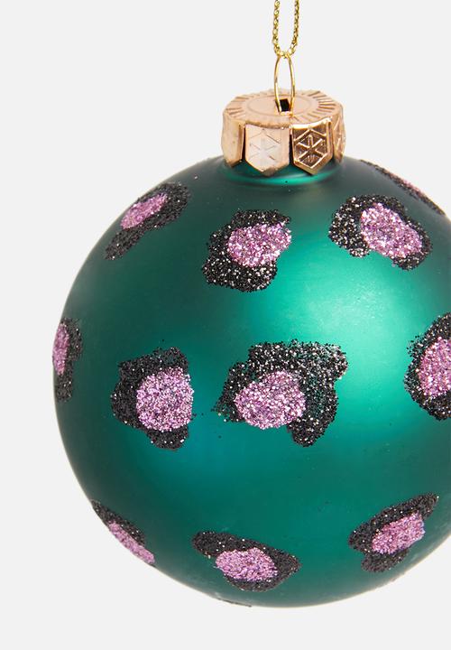 H&S - Bright leopard Christmas ball set of 6 - multi