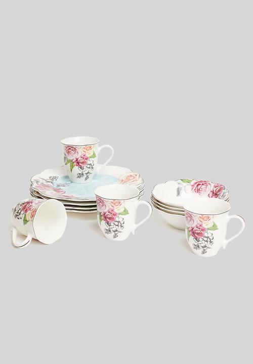 Jenna Clifford - Wavy rose dinner plate set of 4 - white 