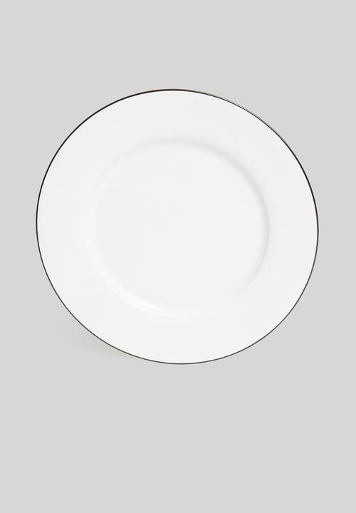 Jenna Clifford - Porcelain dinner plate black band set of 4 - white 