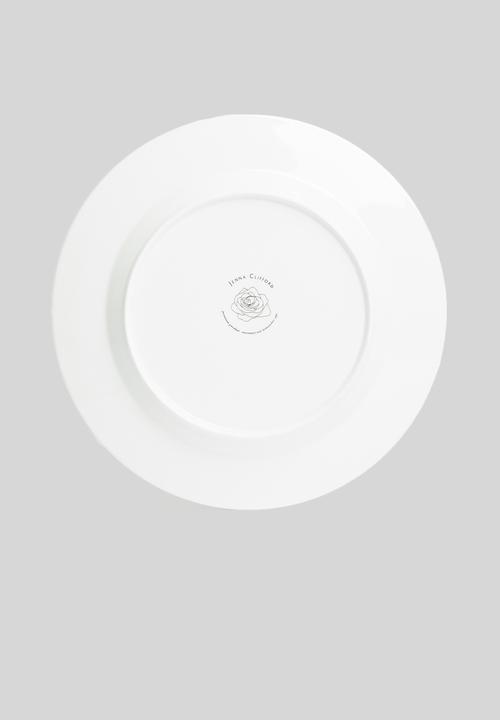 Jenna Clifford - Porcelain dinner plate black band set of 4 - white 