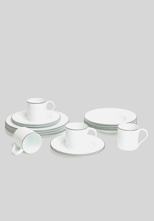 Jenna Clifford - Porcelain mug black band set of 4 - white