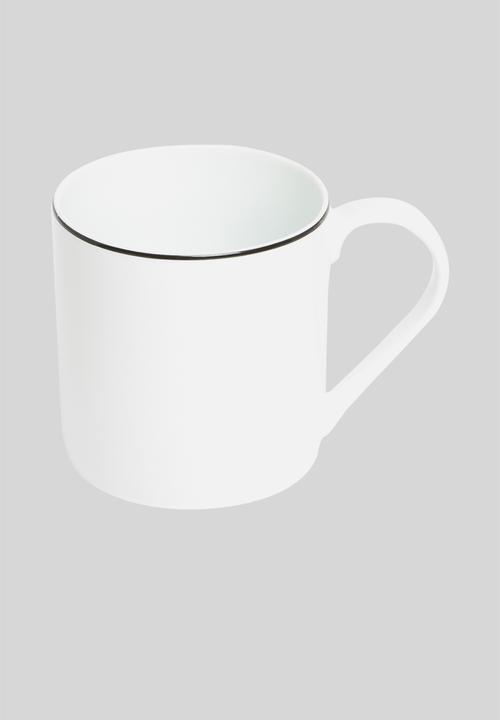 Jenna Clifford - Porcelain mug black band set of 4 - white