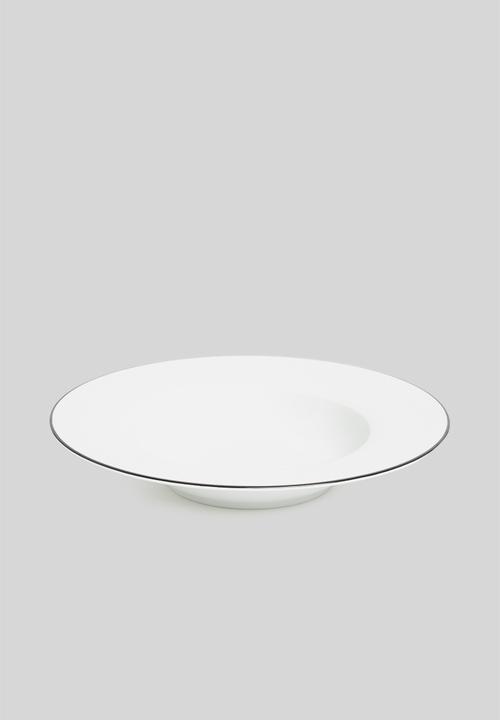 Jenna Clifford - Porcelain pasta bowl black band set of 4 - white