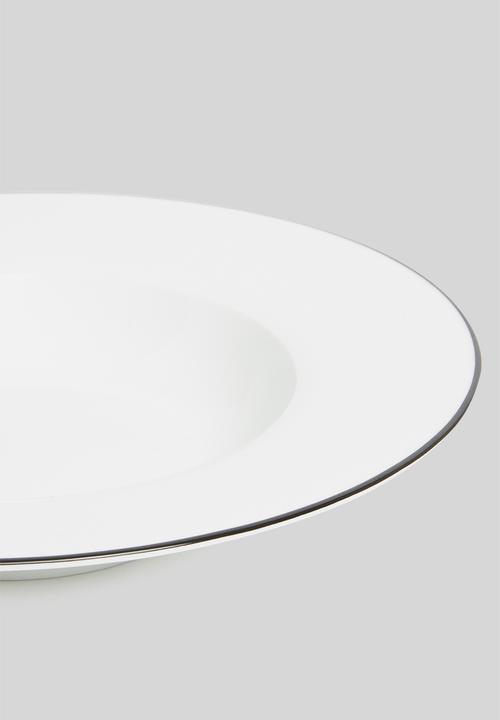 Jenna Clifford - Porcelain pasta bowl black band set of 4 - white