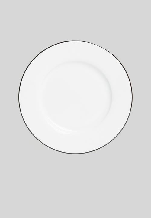 Jenna Clifford - Porcelain side plate black band set of 4 - white 