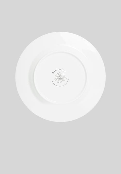 Jenna Clifford - Porcelain side plate black band set of 4 - white 