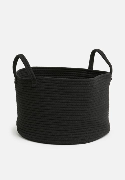 Sixth Floor - Cotton rope storage basket - black