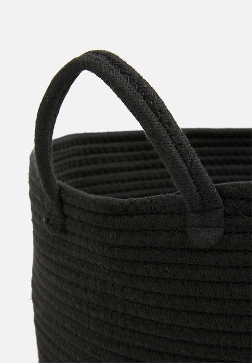 Sixth Floor - Cotton rope storage basket - black