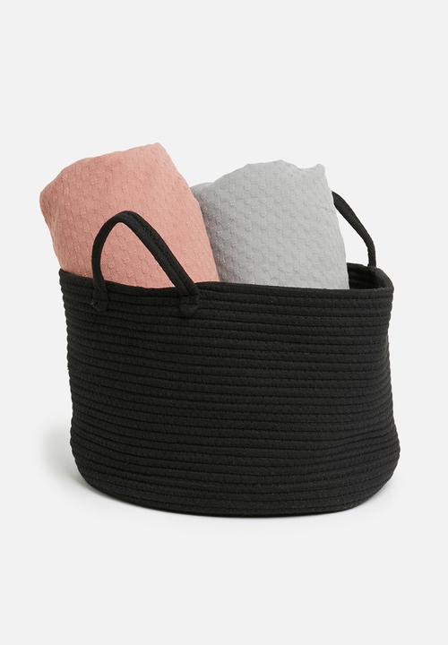 Sixth Floor - Cotton rope storage basket - black